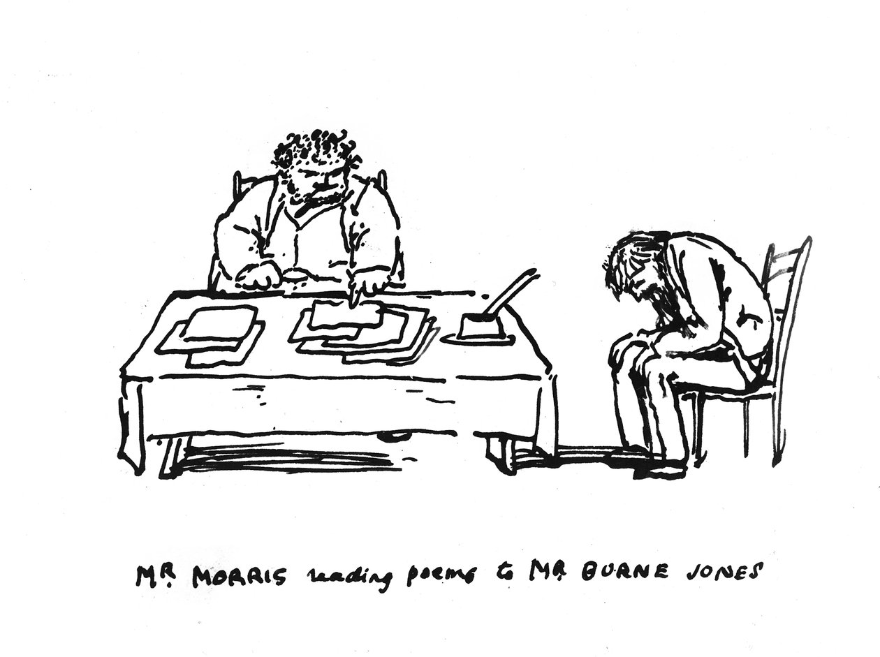Mr. Morris leest gedichten voor aan Mr. Burne Jones door Edward Burne Jones