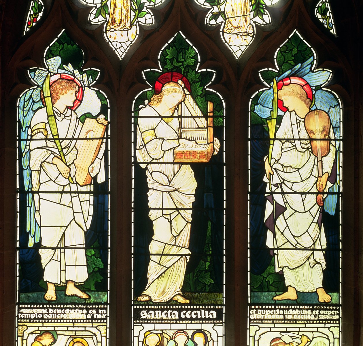St. Cecilia en twee engelen, 1870s door Edward Burne Jones