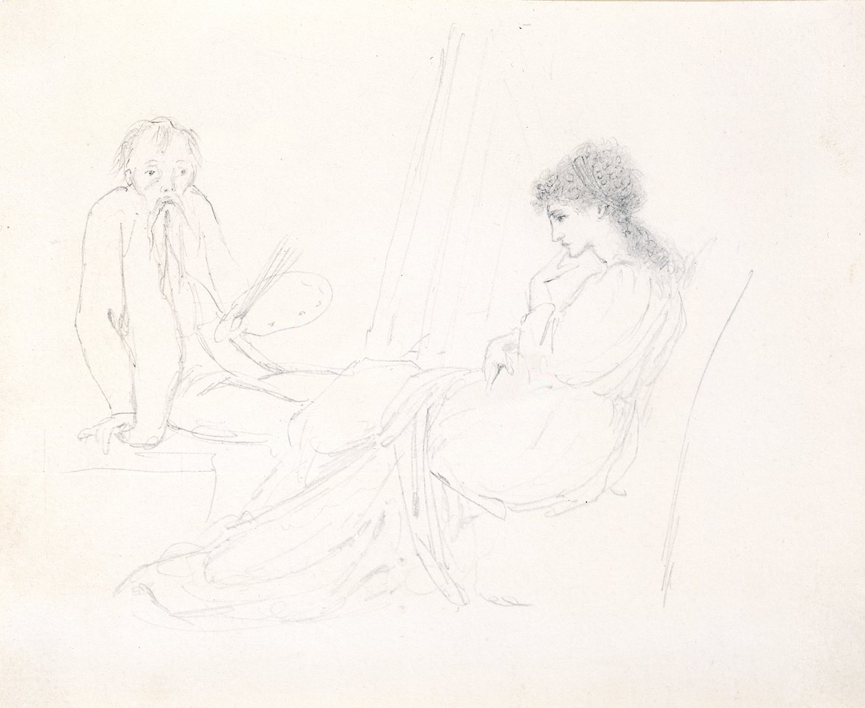 De Kunstenaar en Maria door Edward Burne Jones