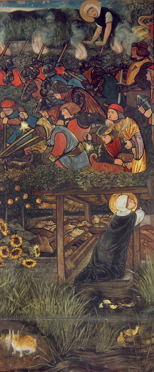 De Legende van St. Frideswide, olieverfstudie voor een glas-in-loodraam in de Latijnse Kapel van Christ Church Cathedral, Oxford door Edward Burne Jones