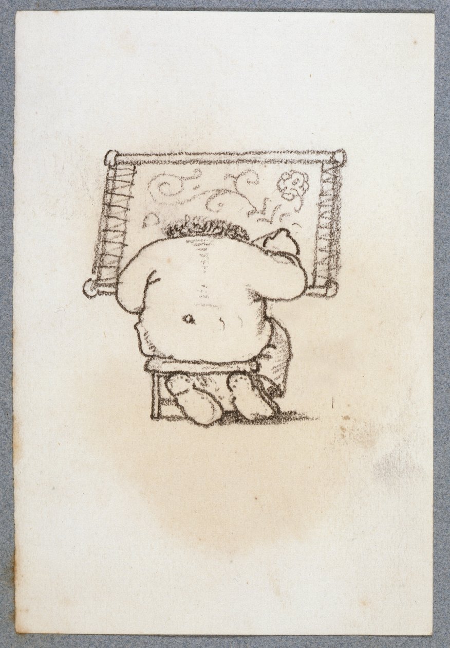 William Morris (1834-96) Werkend aan een Wandtapijt, Gezien van Achteren, uit een album met tekeningen door Edward Burne Jones