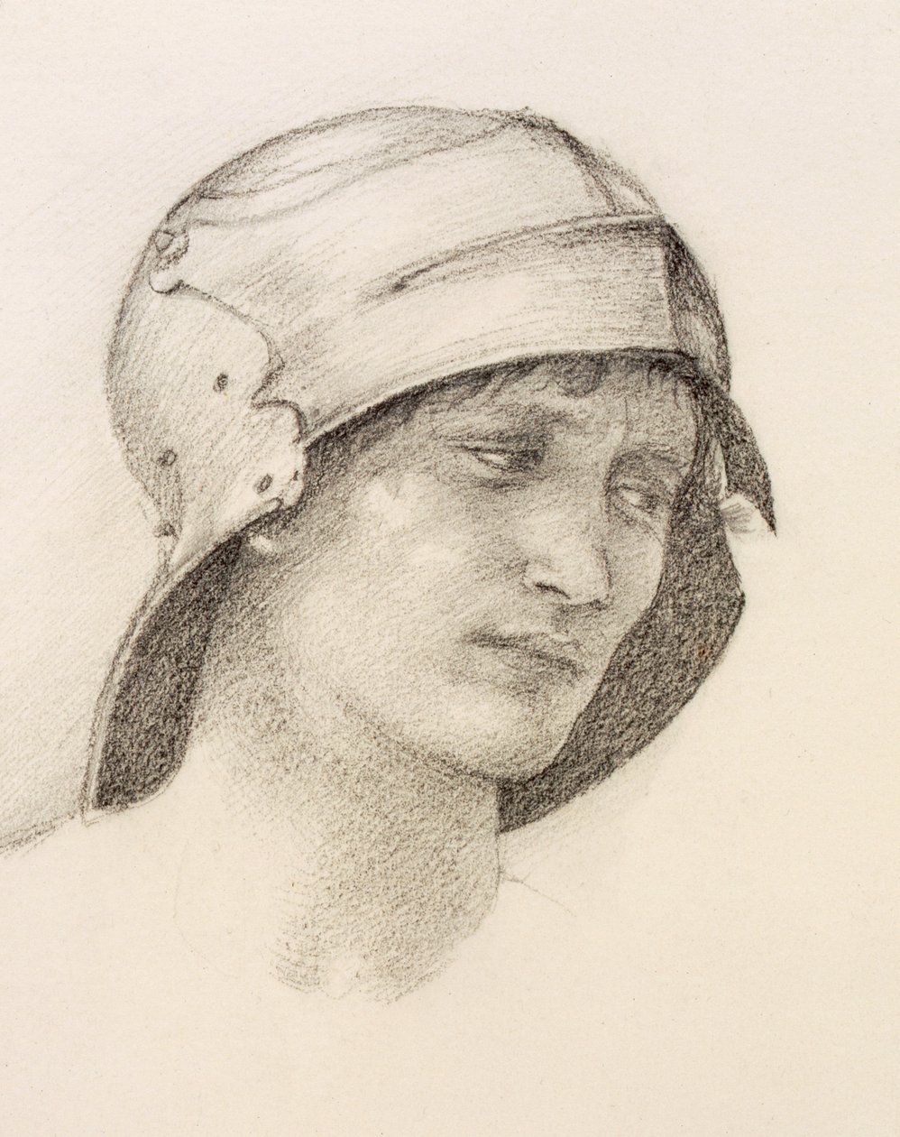 Vrouw met hoed, detail uit een schetsboek door Edward Burne-Jones