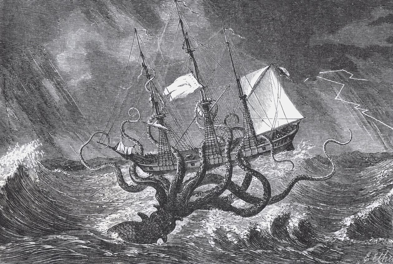 De Kraken, gezien door het oog van de verbeelding, illustratie uit John Gibson