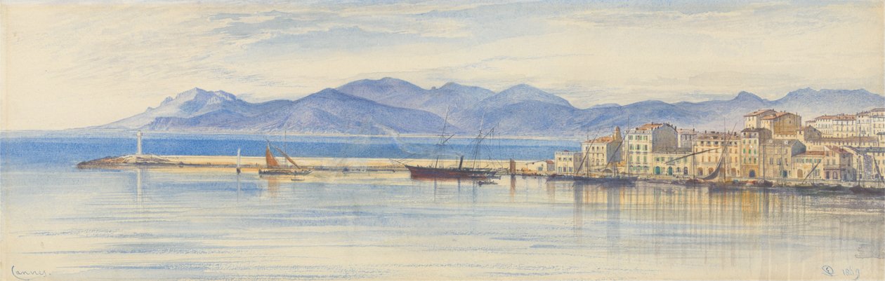 Een uitzicht op de haven van Cannes door Edward Lear