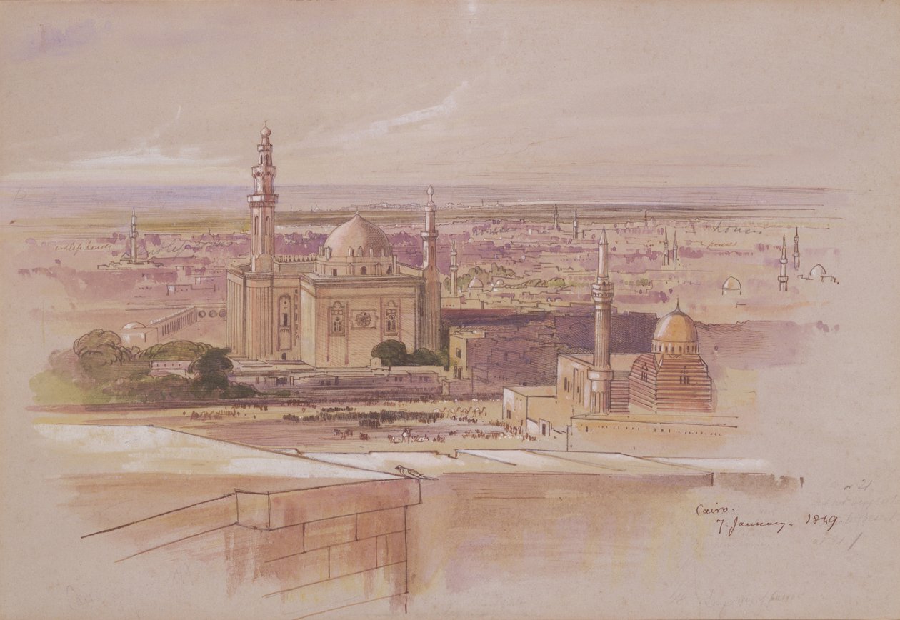 Agra Moskee, Caïro, 1849 door Edward Lear