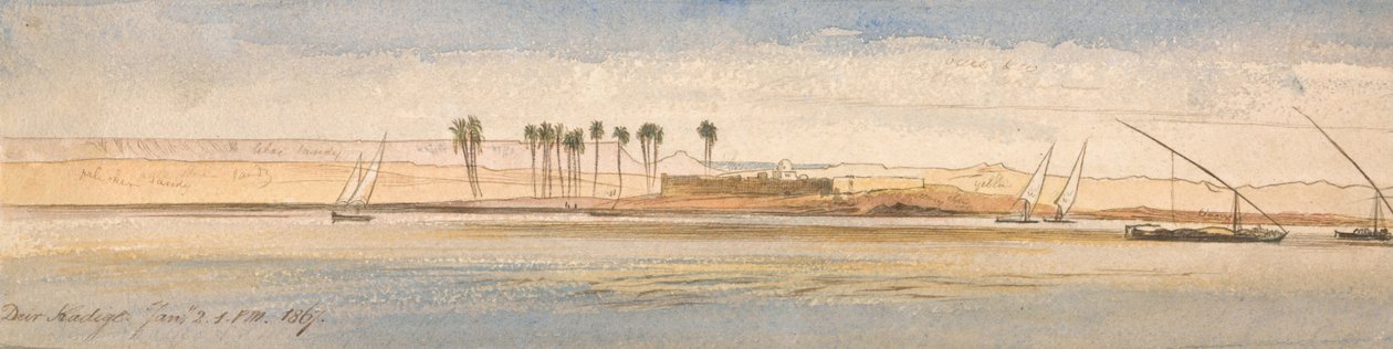 Deir Kadige, 2 januari 1867, 13:00 uur door Edward Lear