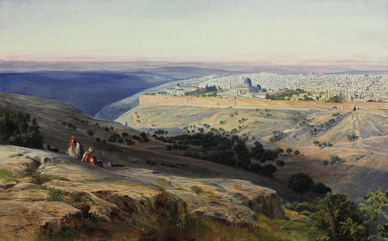 Jeruzalem vanaf de Olijfberg, Zonsopgang door Edward Lear