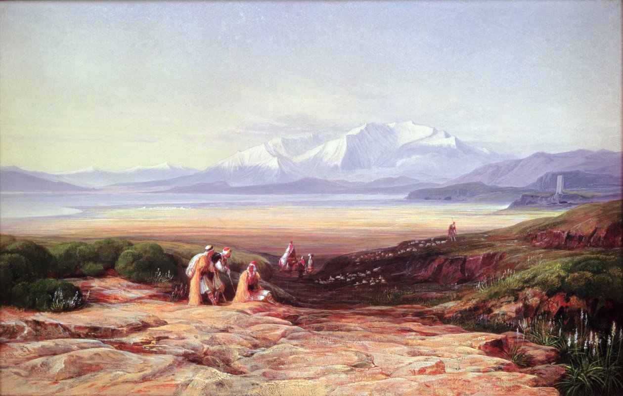 Mount Parnassus, Lake Cephissus en de vlaktes van Boeotië, Griekenland, 1860 door Edward Lear