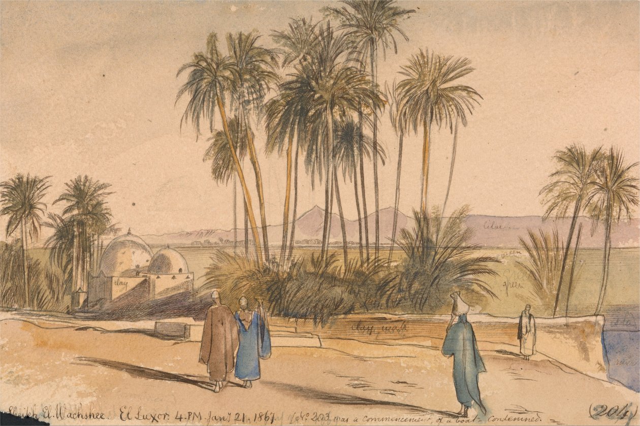 Sheikh El Wachshee, El Luxor door Edward Lear