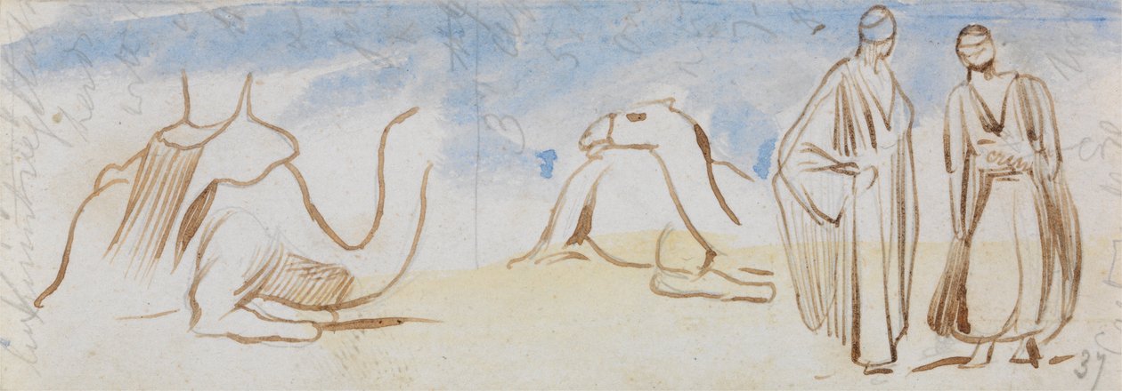 Studies van kamelen en Egyptische mannen door Edward Lear