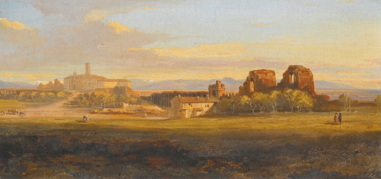 Uitzicht op de Romeinse Campagna door Edward Lear