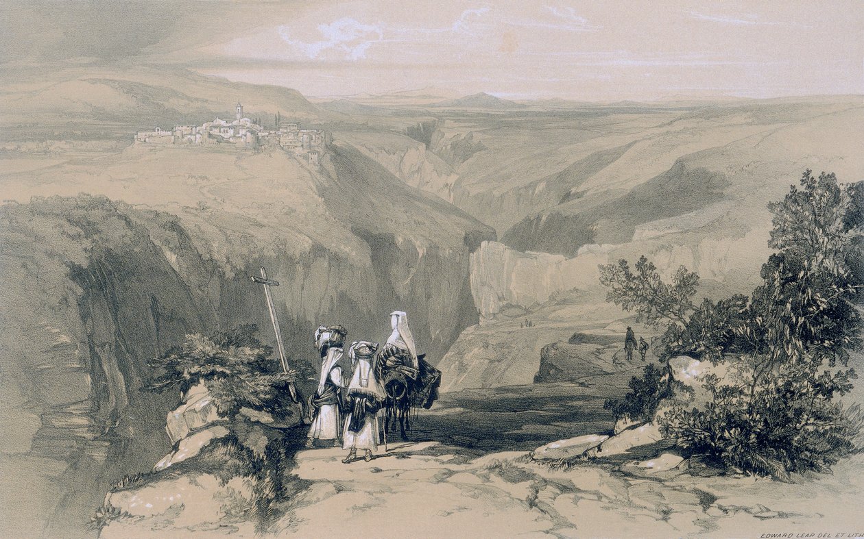 Gezichten in Rome en Omgeving: Uitzicht op Collepardo door Edward Lear