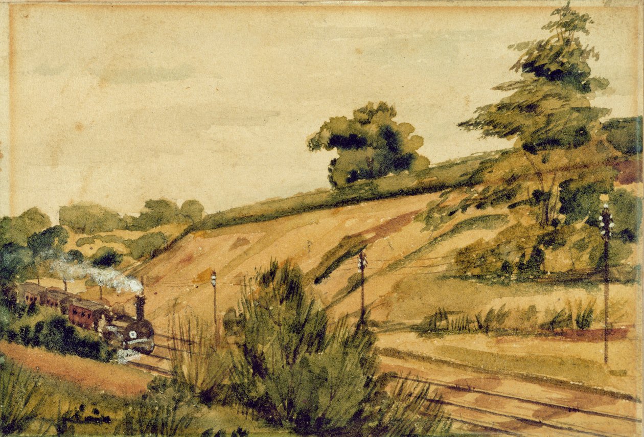 Landschap met trein, 1854 door Edward W. Fitch