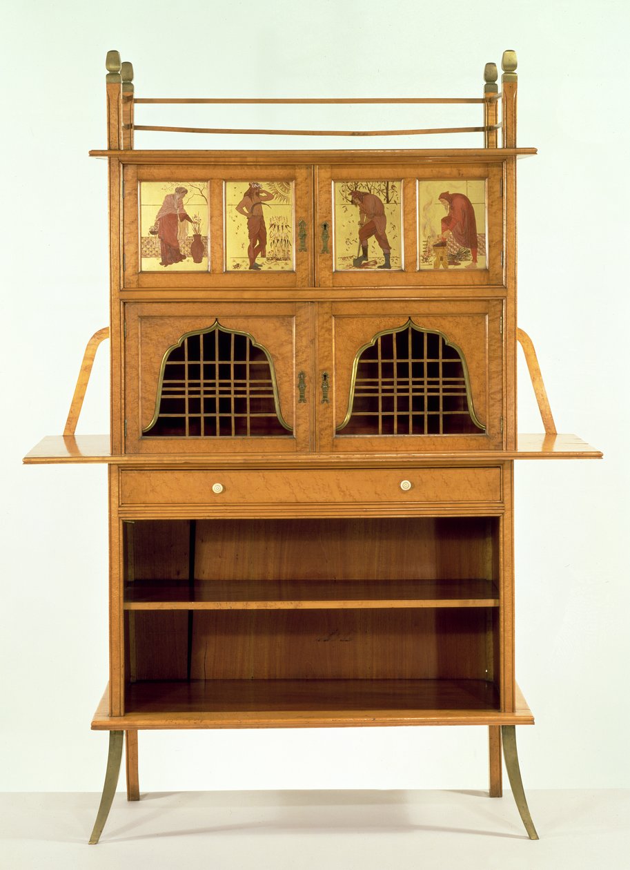 Satijnen Kabinet met Geschilderde Panelen door Edward William Godwin