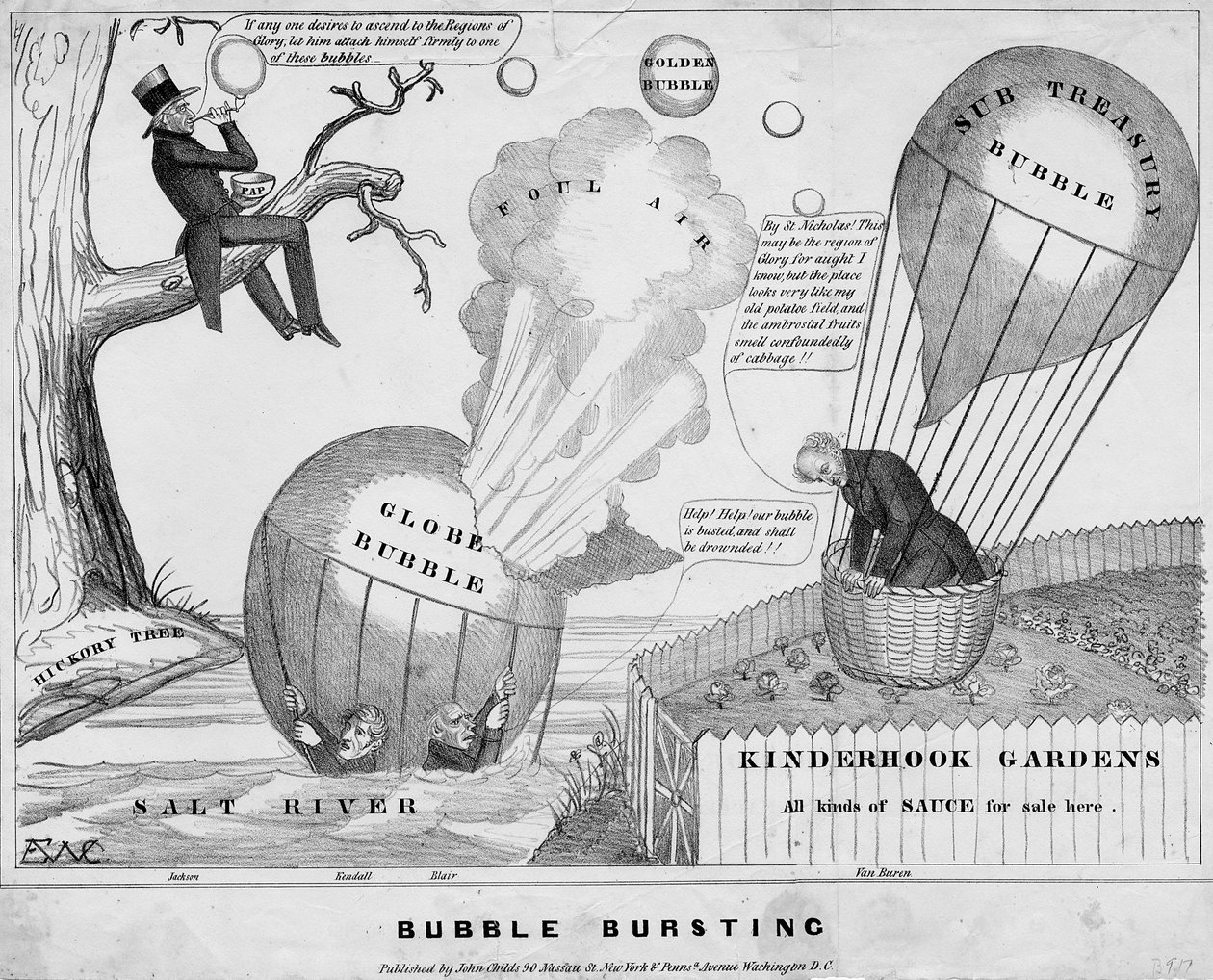 Zeepbel die barst, uitgegeven door John Childs, New York en Washington DC, ca. 1840 door Edward Williams Clay