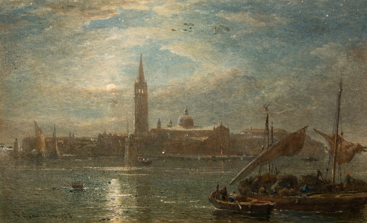 St Georgio bij maanlicht, Venetië door Edward Angelo Goodall