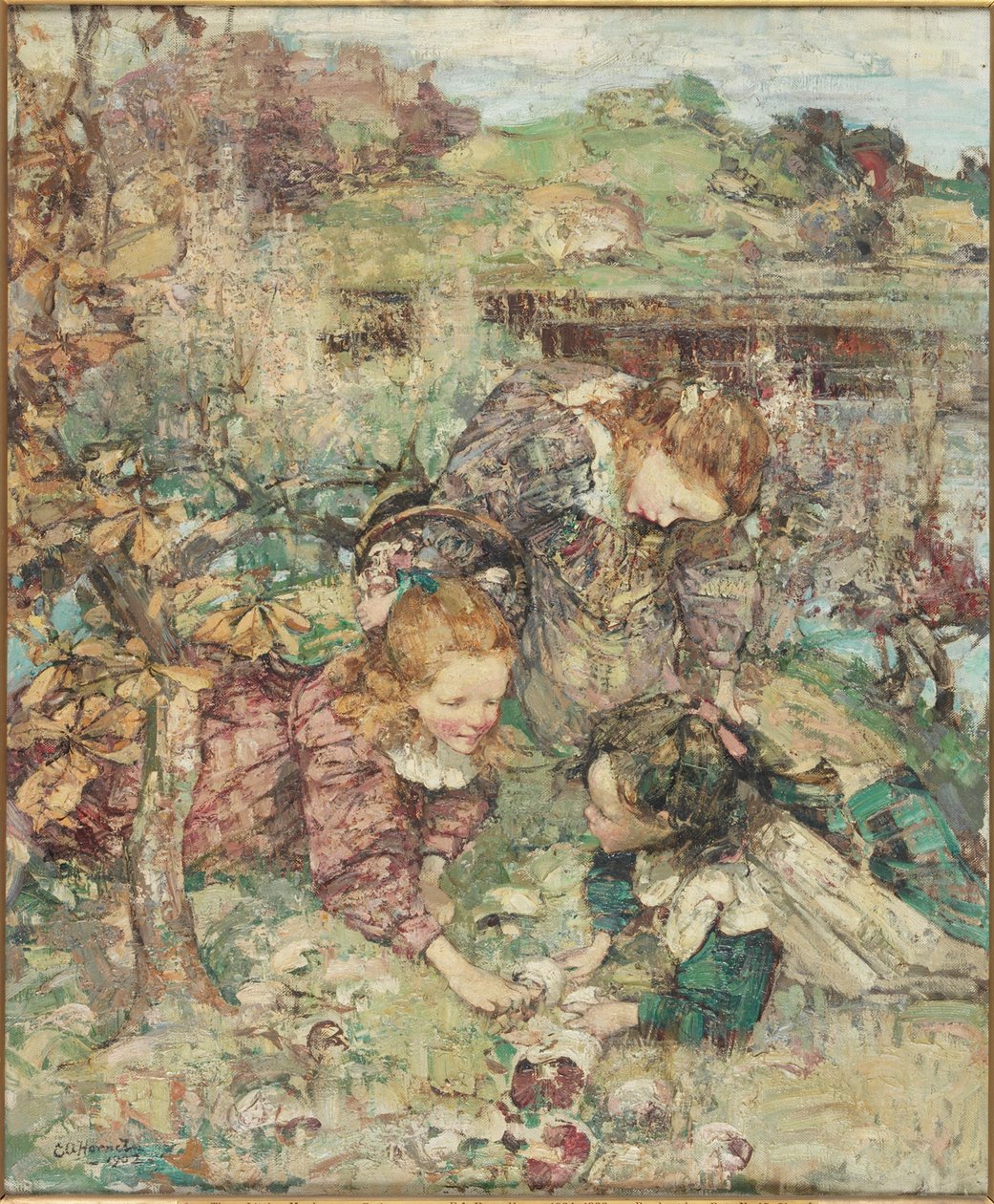 De kleine paddenstoelenverzamelaars door Edward Atkinson Hornel