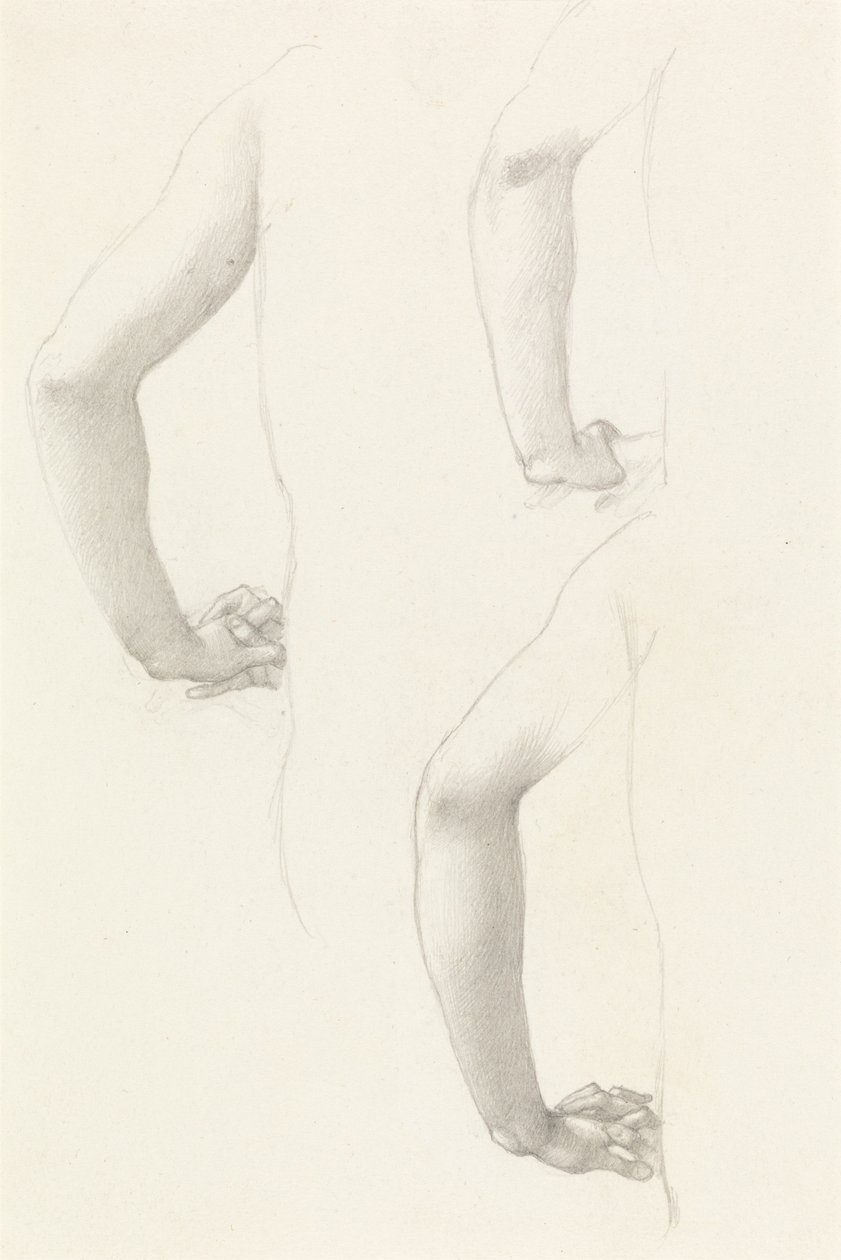 Studies van een arm en handen door Edward Burne-Jones
