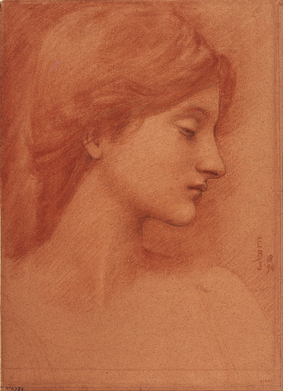 Studie van een Vrouwelijk Hoofd door Edward Burne-Jones