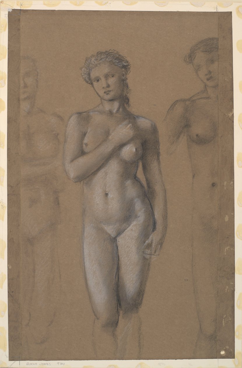 Vrouwelijk Naakt - Drie Studies, mogelijk voor Venus door Edward Burne Jones
