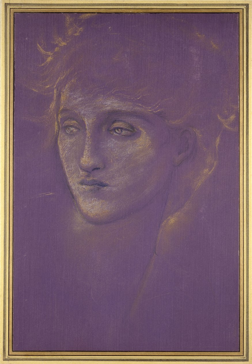 Hoofd van een vrouw, 1890s door Edward Burne Jones