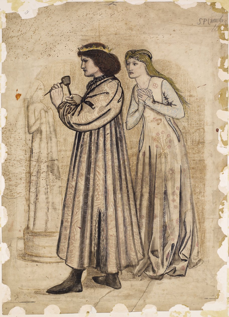 Koning Renés Huwelijksreis - Beeldhouwwerk door Edward Burne Jones