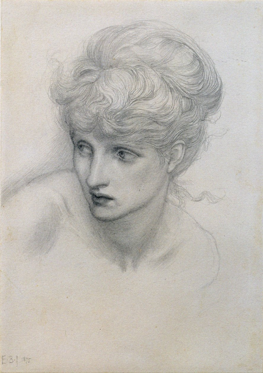 Studie van een meisjeshoofd door Edward Burne Jones