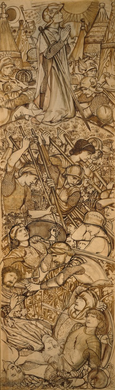 De Slag bij Beth-Horon - Jozua beveelt dat de zon en de maan stilstaan door Edward Burne Jones