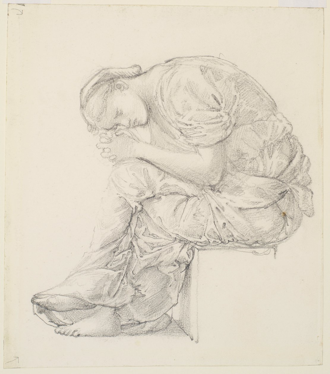 De Klaagzang - Studie voor de figuur aan de rechterkant door Edward Burne Jones