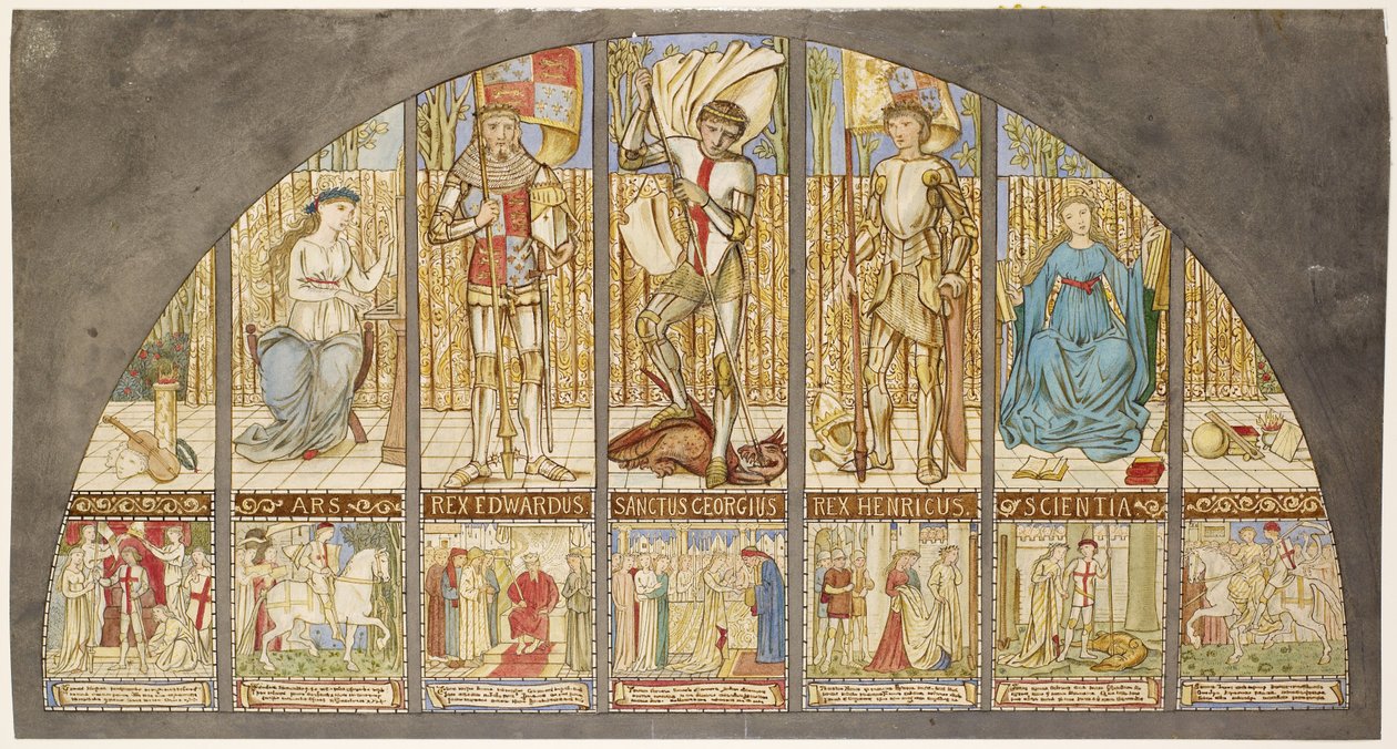 Oorlogen van de Rozen - Edward IV, Hendrik VI, St. George met Allegorie door Edward Burne Jones