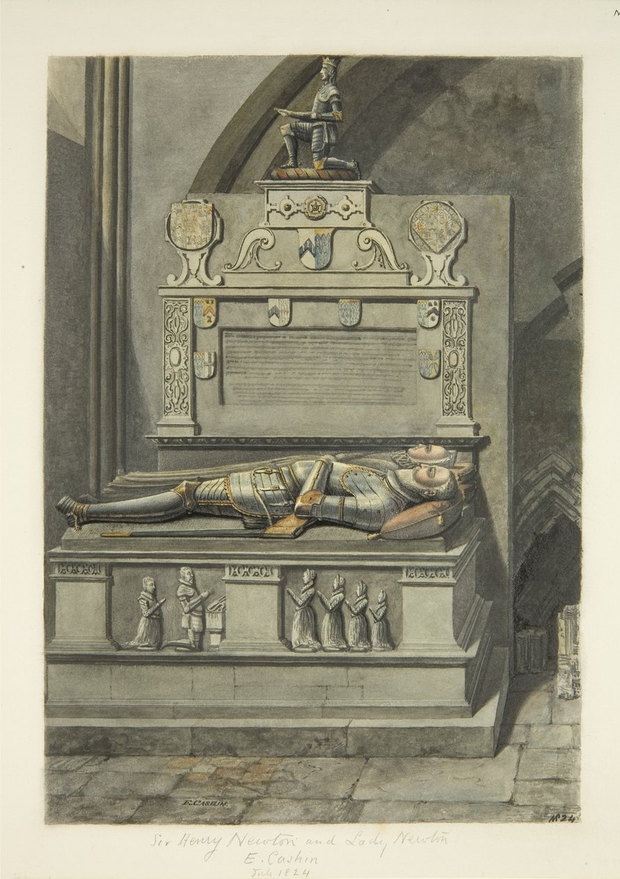 Monument voor Sir Henry Newton en Lady Newton in de kathedraal van Bristol door Edward Cashin