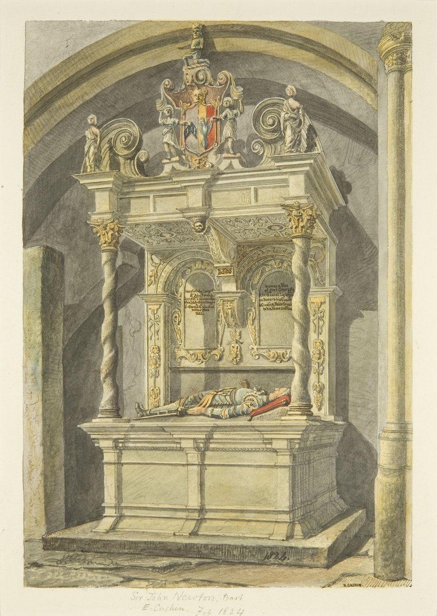 Monument voor Sir John Newton, Bart., in de Bristol Cathedral door Edward Cashin
