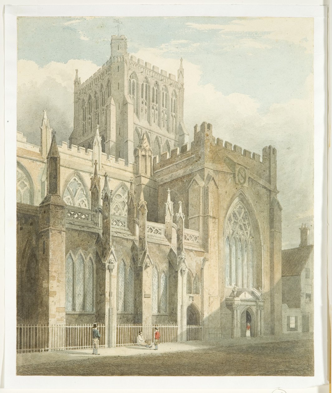 Noordaanzicht van de kathedraal van Bristol door Edward Cashin
