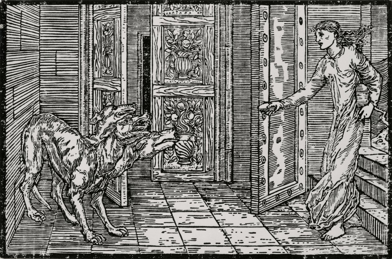 Cerberus door Edward Coley (after) Burne Jones