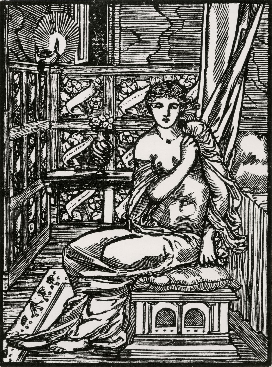 Psyche verwacht Cupido door Edward Coley (after) Burne Jones