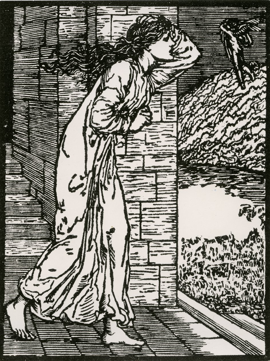 Psyche rent het paleis uit door Edward Coley (after) Burne Jones