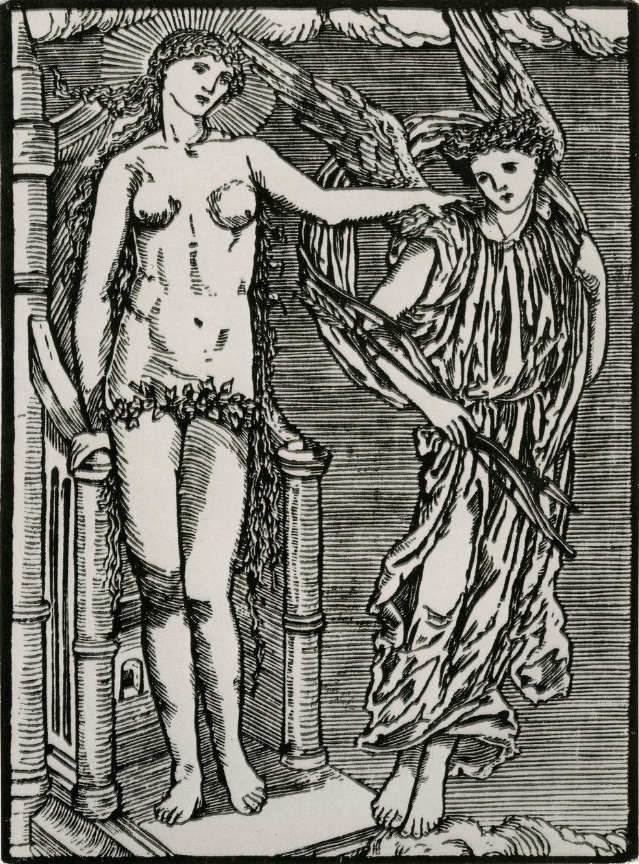 Venus stuurt Cupido naar Psyche door Edward Coley (after) Burne-Jones