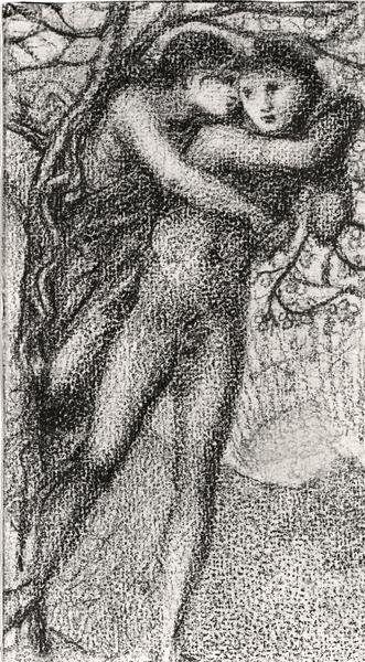 Phyllis en Demophoon, ca. 1868 (roze krijt) (zw/w foto) door Edward Coley Burne Jones