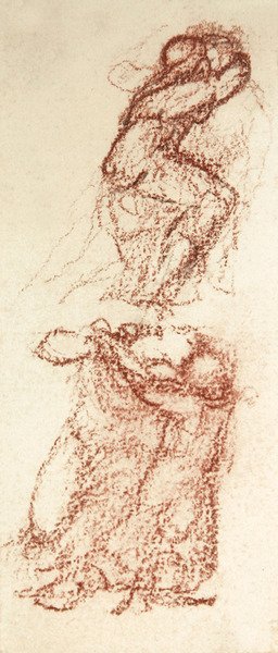 Voorbereidende Schets voor Liefde Onder de Ruïnes door Edward Coley Burne Jones