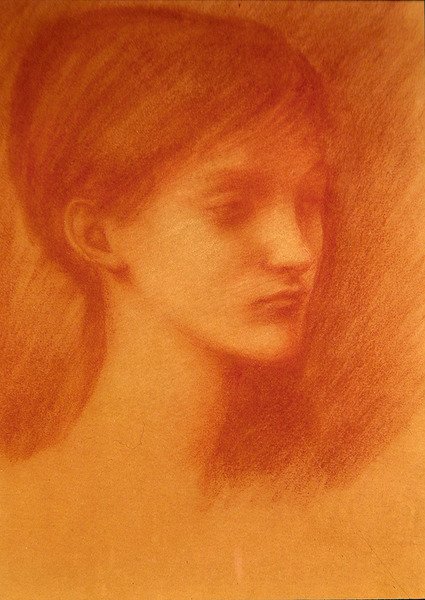 Roodharig / Portret van een meisje door Edward Coley Burne Jones