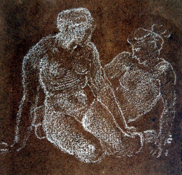 Studie van twee zittende vrouwelijke naakten door Edward Coley Burne Jones