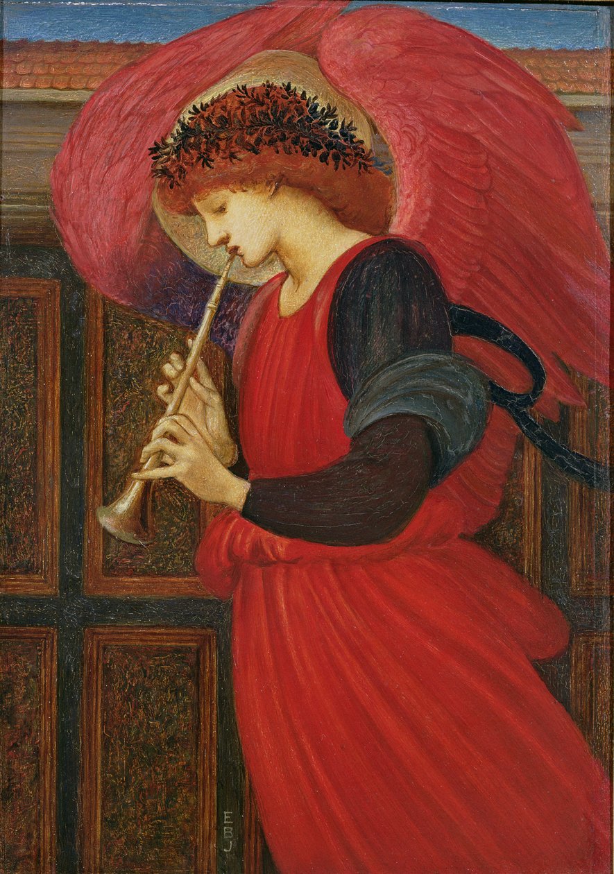 Een engel die een flageolet speelt door Edward Burne-Jones