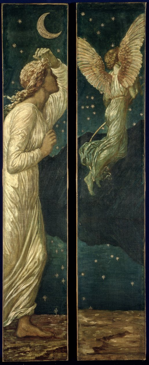 Cupido en Psyche - Paleisgroene Muurschilderingen - Cupido Vliegt weg van Psyche door Edward Burne Jones