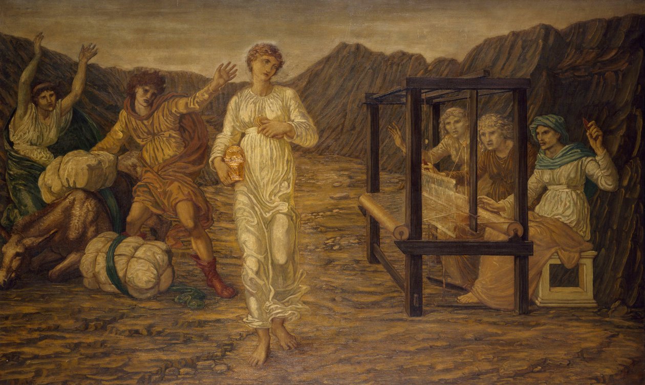 Cupido en Psyche - Palace Green muurschilderingen - Psyche door Venus de taak gegeven, 1881 door Edward Burne Jones