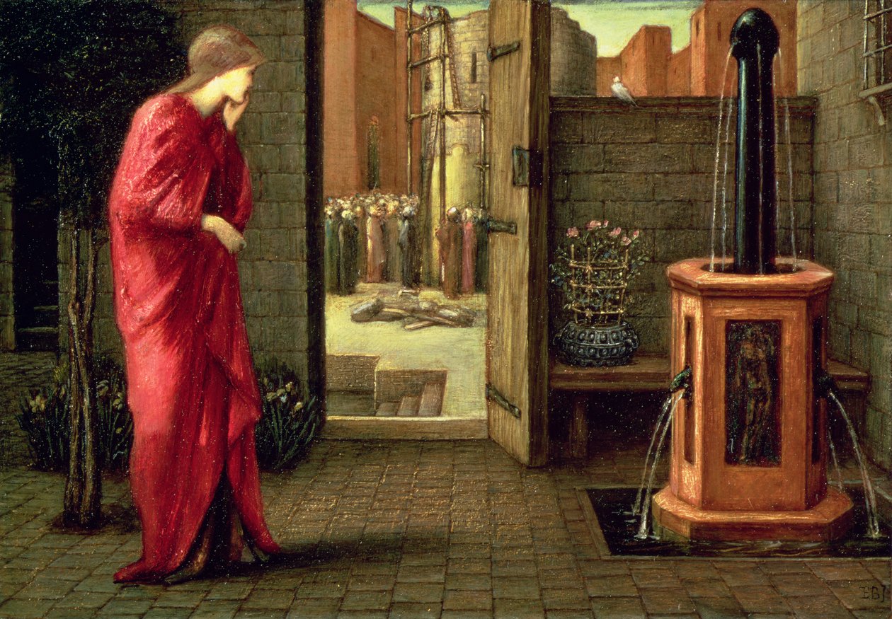Danaë Bekijkt de Bouw van de Bronzen Toren door Edward Burne Jones