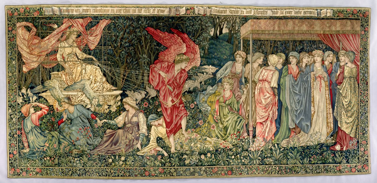 Het voorbijgaan van Venus, ontworpen in 1901 en geweven in 1926 (wol, zijde en linnen tapijt) door Edward Burne Jones