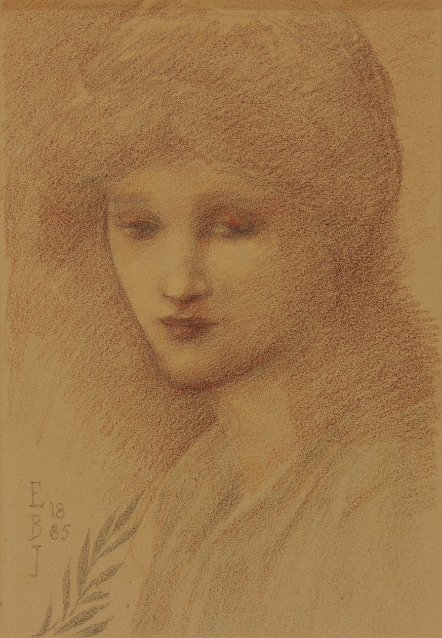 Portret van Laura Lyttelton, geboren Tennant, met Neergeslagen Ogen, 1885 door Edward Burne Jones