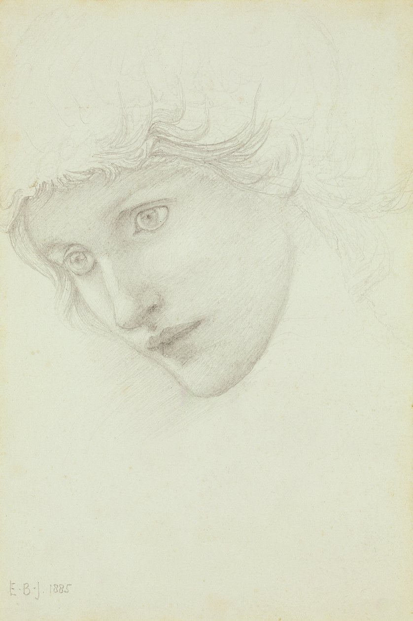 Studie voor het hoofd van een zeemeermin door Edward Burne Jones