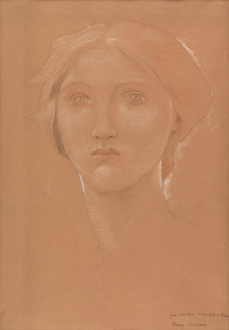 Studie van het hoofd van Margaret Burne-Jones voor 