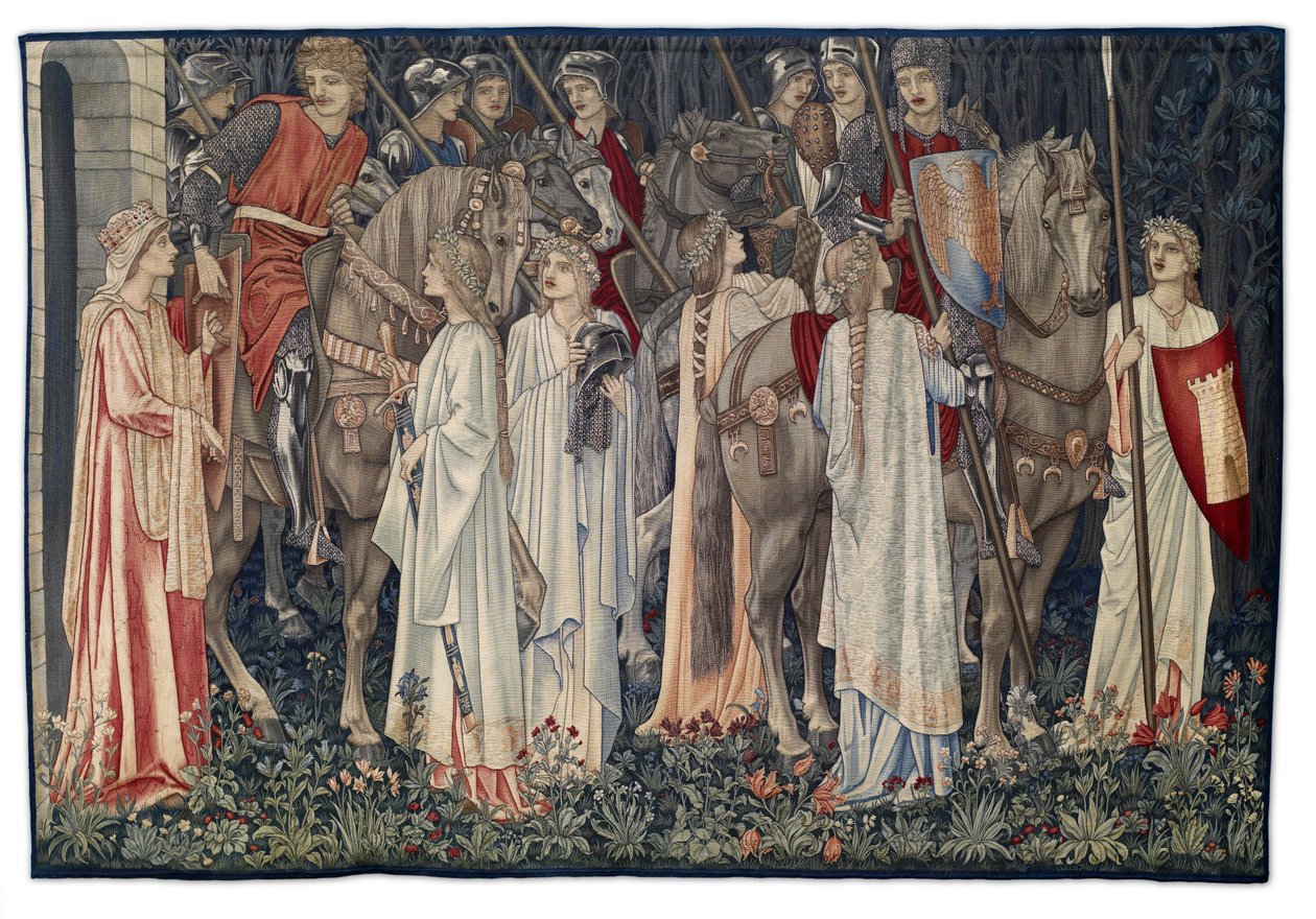 De Bewapening en Vertrek van de Ridders, wandtapijt ontworpen door de kunstenaar en geweven door Morris & Co., 1895-96 door Edward Burne Jones